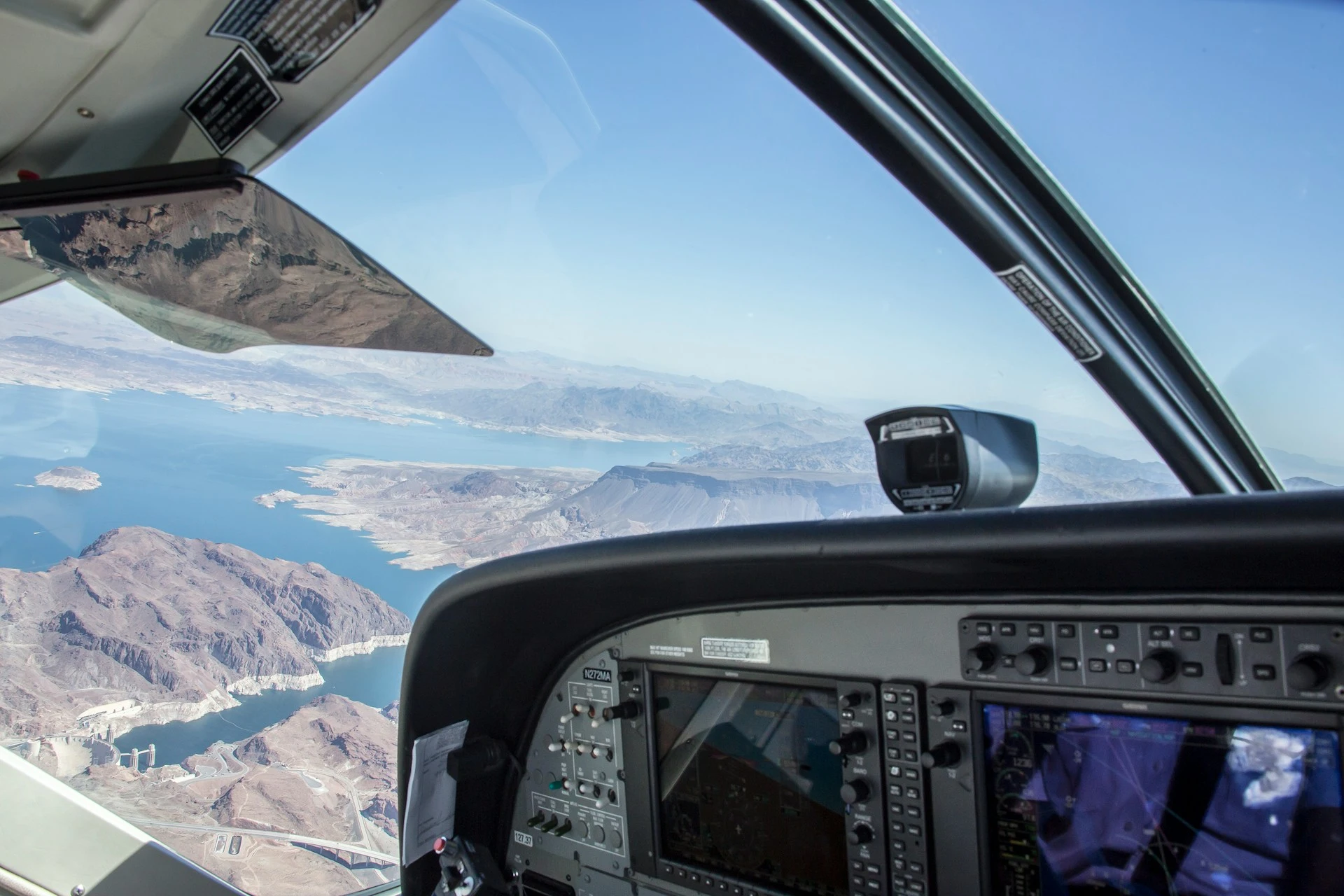 Cockpit view over mountains